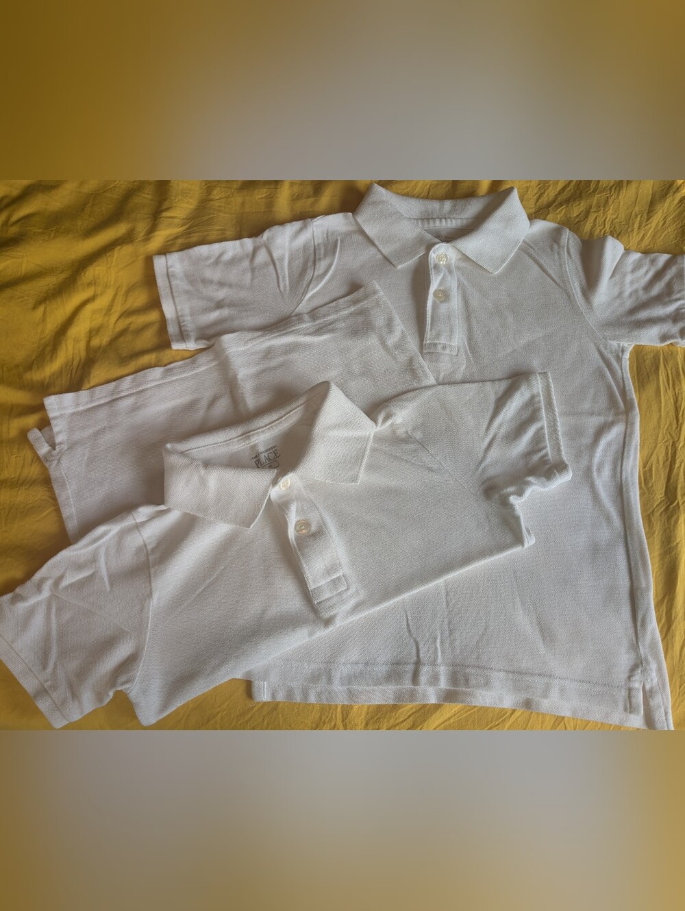 2️⃣ The Children's Place White Short-Sleeve Uniform Polo Shirts; Size: 5T